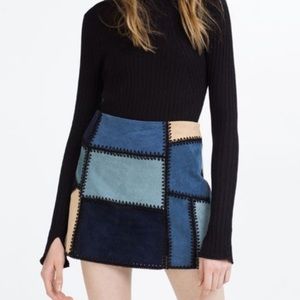 Zara Suede Patchwork Skirt